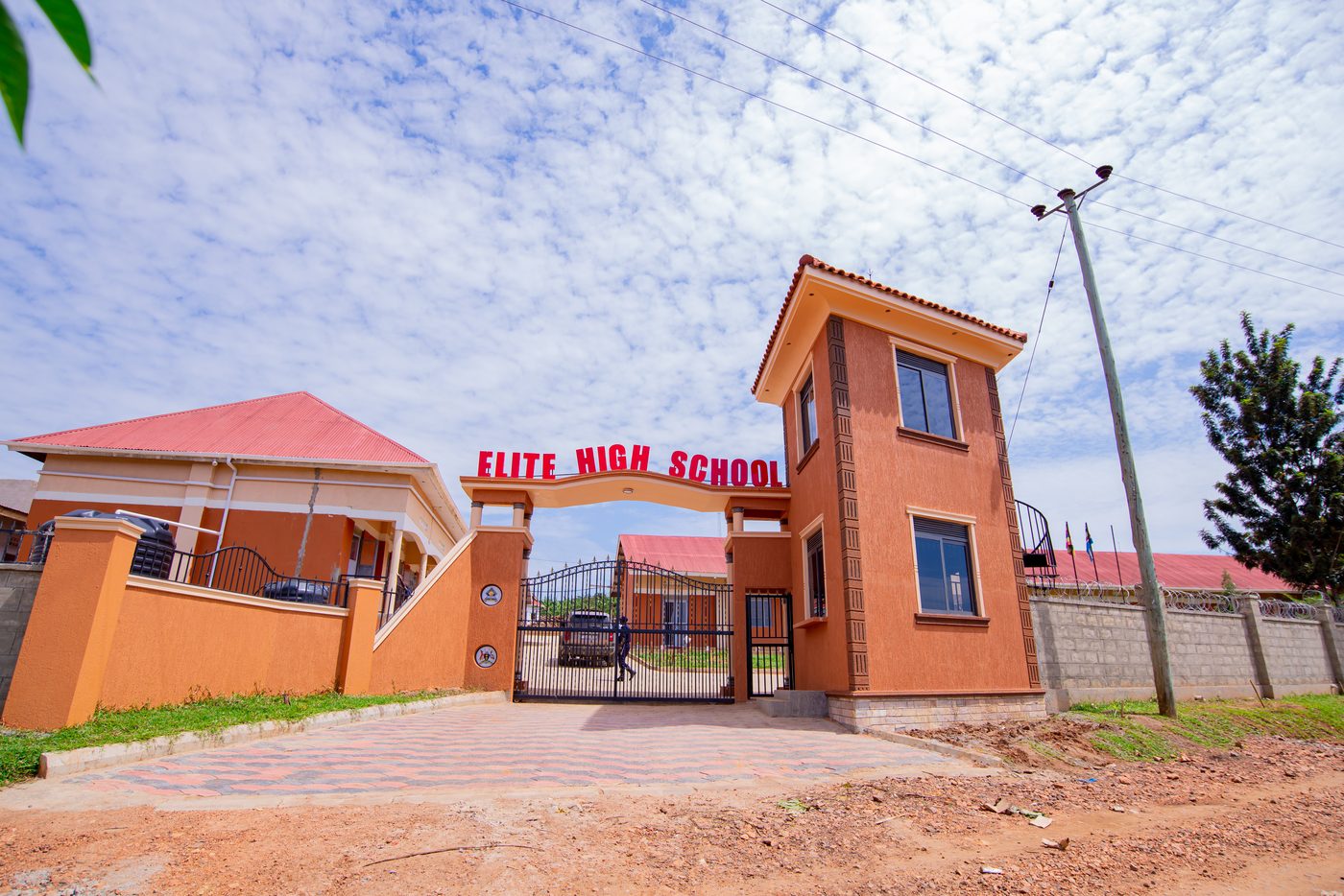 Elite High School gate and campus building